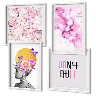 Set tablouri gata de agățat Portret abstract de femeie cu flori