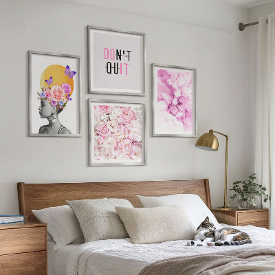 Set tablouri gata de agățat Portret abstract de femeie cu flori