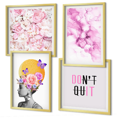 Set tablouri gata de agățat Portret abstract de femeie cu flori