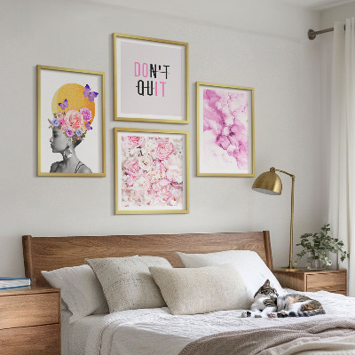 Set tablouri gata de agățat Portret abstract de femeie cu flori