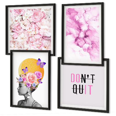 Set tablouri gata de agățat Portret abstract de femeie cu flori