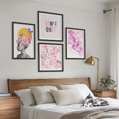 Set tablouri gata de agățat Portret abstract de femeie cu flori
