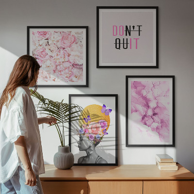 Set tablouri gata de agățat Portret abstract de femeie cu flori