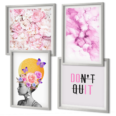 Set tablouri gata de agățat Portret abstract de femeie cu flori