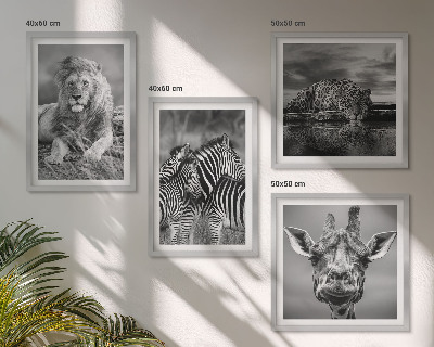 Compoziție de tablouri pentru perete Animale sălbatice Leu Jaguar Girafă Zebre
