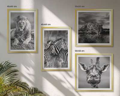 Compoziție de tablouri pentru perete Animale sălbatice Leu Jaguar Girafă Zebre