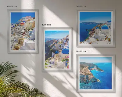 Compoziție de tablouri pentru perete peisaj arhitectural cu Oia din Santorini, Grecia