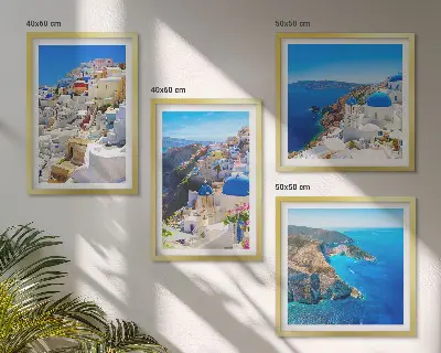 Compoziție de tablouri pentru perete peisaj arhitectural cu Oia din Santorini, Grecia