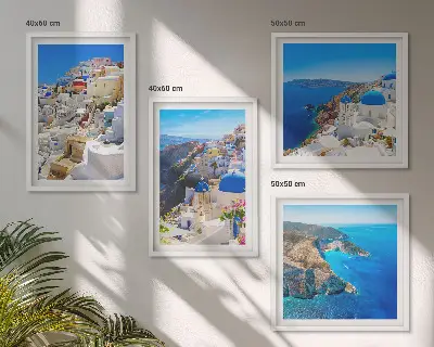 Compoziție de tablouri pentru perete peisaj arhitectural cu Oia din Santorini, Grecia