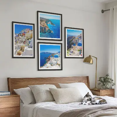 Compoziție de tablouri pentru perete peisaj arhitectural cu Oia din Santorini, Grecia