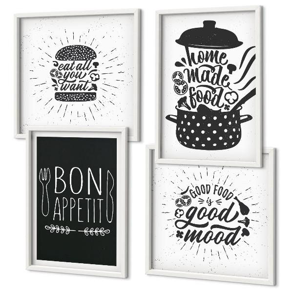 Set tablouri gata de agățat Grafică alimentară sloganuri culinare