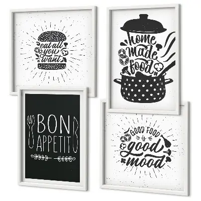 Set de tablouri cu grafică alimentară cu sloganuri culinare gata de agățat