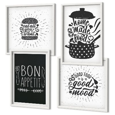 Set tablouri gata de agățat Grafică alimentară sloganuri culinare