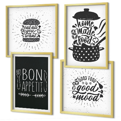 Set tablouri gata de agățat Grafică alimentară sloganuri culinare