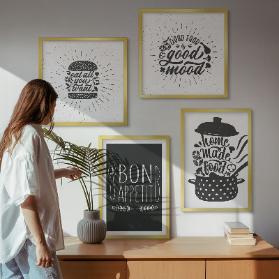 Set tablouri gata de agățat Grafică alimentară sloganuri culinare