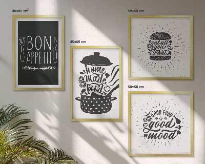Set tablouri gata de agățat Grafică alimentară sloganuri culinare