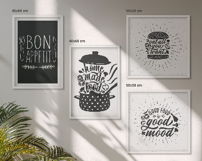 Set tablouri gata de agățat Grafică alimentară sloganuri culinare