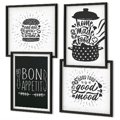 Set tablouri gata de agățat Grafică alimentară sloganuri culinare