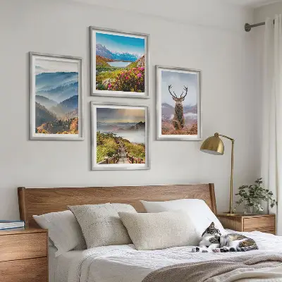 Set tablouri Peisaj montan lac cerb gata de agățat