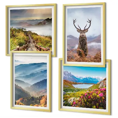 Set tablouri Peisaj montan lac cerb gata de agățat