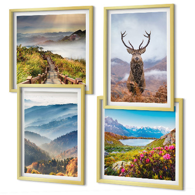 Set tablouri gata de agățat Peisaj montan lac cerb