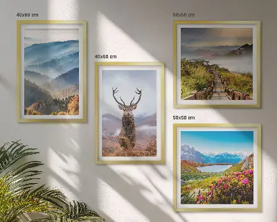 Set tablouri Peisaj montan lac cerb gata de agățat