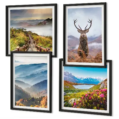 Set tablouri Peisaj montan lac cerb gata de agățat