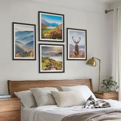 Set tablouri Peisaj montan lac cerb gata de agățat
