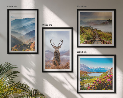 Set tablouri gata de agățat Peisaj montan lac cerb