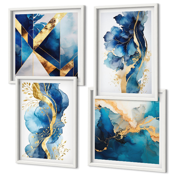 Set tablouri gata de agățat Modele abstracte albastre