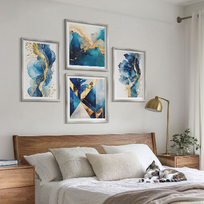 Set tablouri gata de agățat Modele abstracte albastre