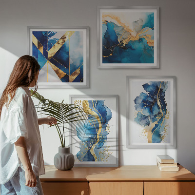 Set tablouri gata de agățat Modele abstracte albastre