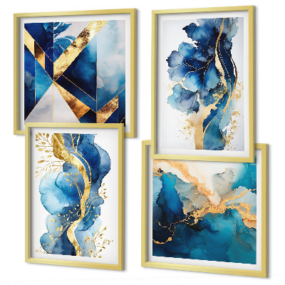 Set tablouri gata de agățat Modele abstracte albastre