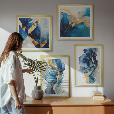 Set tablouri gata de agățat Modele abstracte albastre
