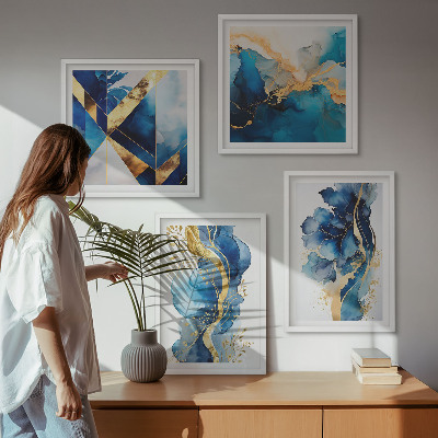 Set tablouri gata de agățat Modele abstracte albastre