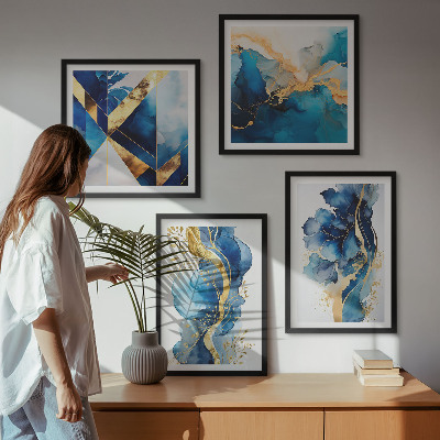 Set tablouri gata de agățat Modele abstracte albastre