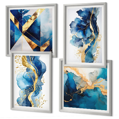 Set tablouri gata de agățat Modele abstracte albastre