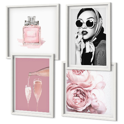 Compoziție de tablouri pentru perete Accesorii roz elegante