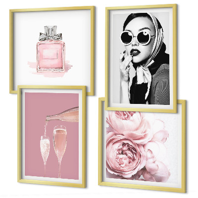 Compoziție de tablouri pentru perete Accesorii roz elegante