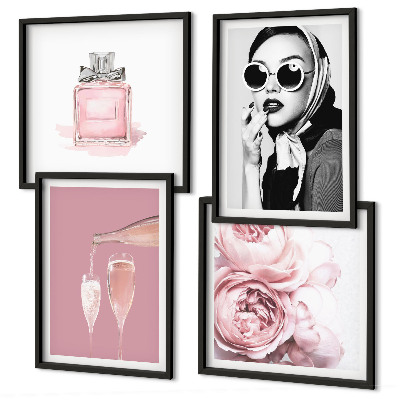 Compoziție de tablouri pentru perete Accesorii roz elegante