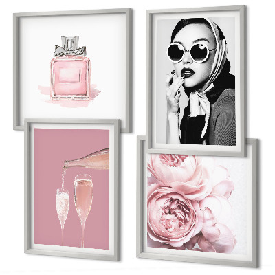 Compoziție de tablouri pentru perete Accesorii roz elegante