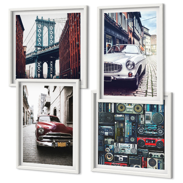 Compoziție de tablouri pentru perete Mașini vechi din Brooklyn, sunet retro