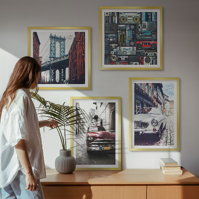 Compoziție de tablouri pentru perete Mașini vechi din Brooklyn, sunet retro