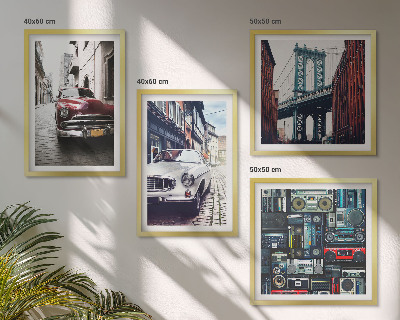 Compoziție de tablouri pentru perete Mașini vechi din Brooklyn, sunet retro