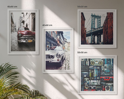 Compoziție de tablouri pentru perete Mașini vechi din Brooklyn, sunet retro