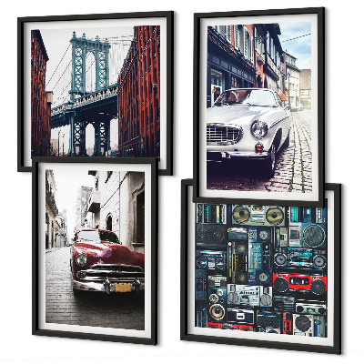 Compoziție de tablouri pentru perete Mașini vechi din Brooklyn, sunet retro