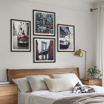Compoziție de tablouri pentru perete Mașini vechi din Brooklyn, sunet retro