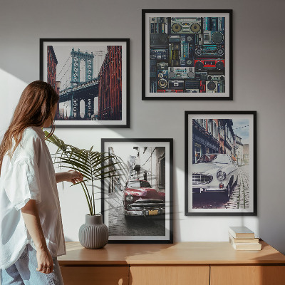 Compoziție de tablouri pentru perete Mașini vechi din Brooklyn, sunet retro
