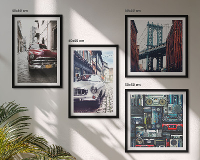 Compoziție de tablouri pentru perete Mașini vechi din Brooklyn, sunet retro