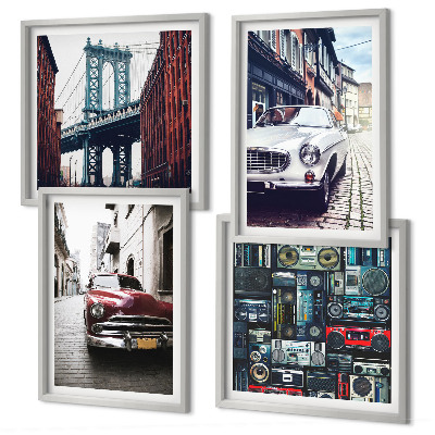 Compoziție de tablouri pentru perete Mașini vechi din Brooklyn, sunet retro